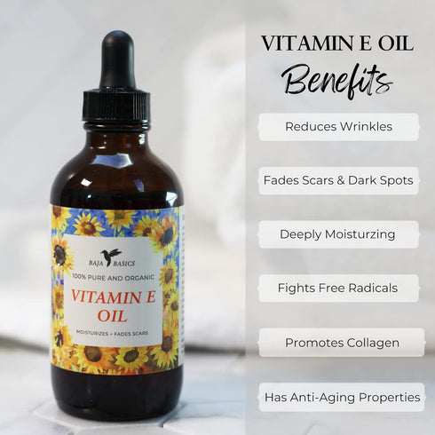 Pure Vitamin E Oil, Moisturizer for Skin, Face, Body, Nails and Hair, Multi-Purpose Skincare Product For Men and Women 4 oz...