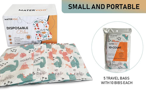 Disposable Bibs - Disposable Bib for Baby Boy, Girl - Lightweight, Breathable Cover Up - Non-Woven Bibs for Smooth Feel - Traveling with Babies Mu...