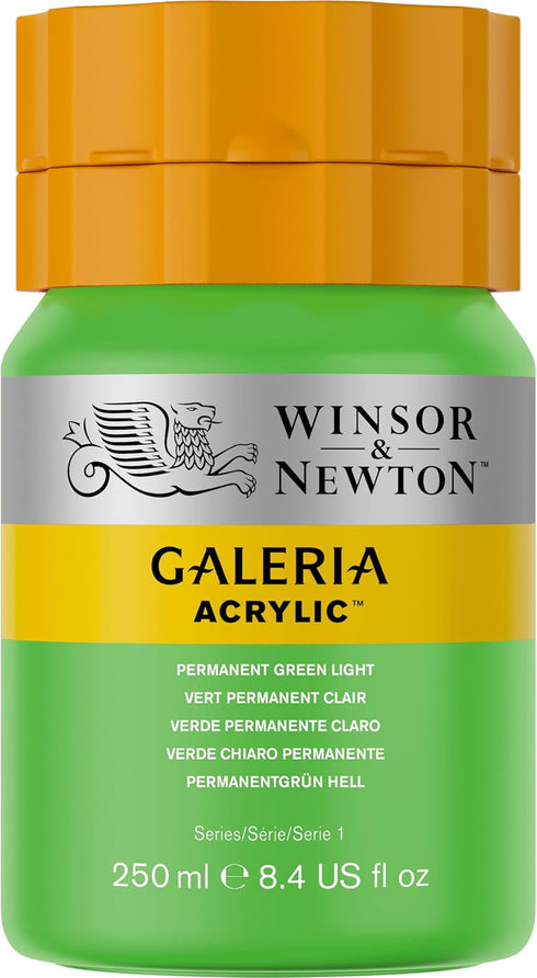 Winsor & Newton Galeria Acrylic Color, 250ml (8.4-oz) bottle, Permanent Green Light...