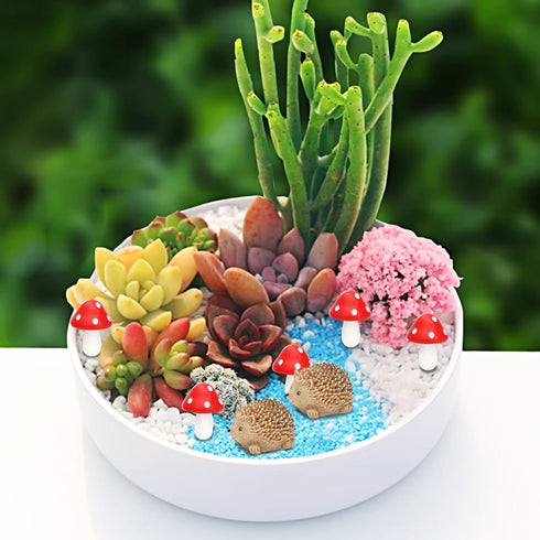 ONEST 12 Pieces Garden Miniature Accessories Mini Hedgehogs Mushroom Garden Micro Landscape Garden Ornament Figurines for DIY Craft Garden Decor...