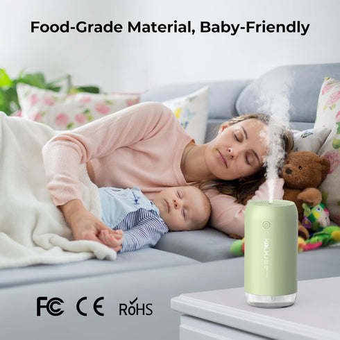 Portable Mini Humidifier, 350ml Quiet Small Cool Mist Humidifiers USB Personal Desktop Humidifier for Bedroom Office Plants Car Baby Nursery with ...