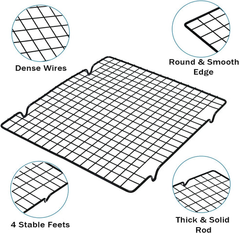 Baking Cooling Rack 2 Sets, Cookie Cooling Racks for Cooking, Baking, Roasting, Grilling, Drying, Oven Safe Wire Rack, 11" * 10" Small Squares Gri...