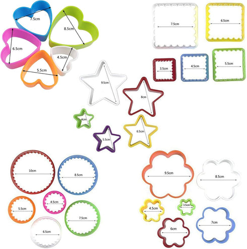 25 PCS Cookie Cutter Set Multi-size Sandwich Fondant Cake Fruit Vegetable Shapes Cutter Set...