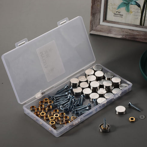 32 Pieces Mirror Screws Decorative Cap Stainless Steel Screw Cover Screw Covers Decorative Caps Mirror Fasteners Decorative Mirror, Sign Advertisi...