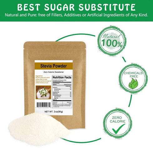 CCnature Stevia Powder Extract Natural Sweetener Zero Calorie Sugar Substitute 2 oz...