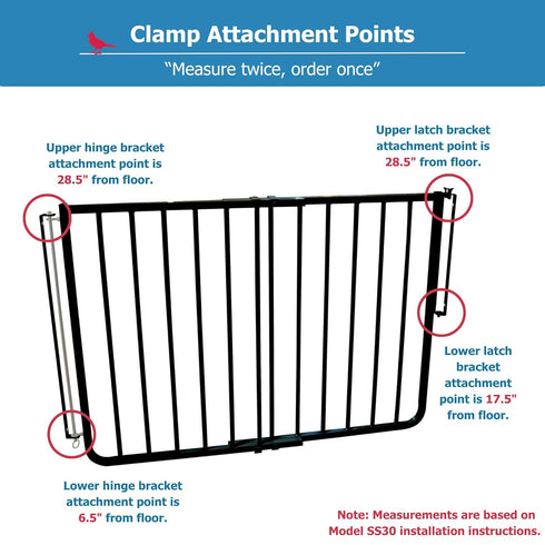 Cardinal Gates SC Square Clamp for Safety Gates - No Hole Baby Gate Banister Adapter - Wooden Baby Gate Mounting Kit - Made in The USA - 1 Pack...