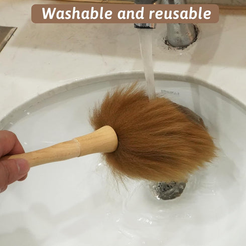 Lambswool Dusters for Cleaning Comfortable Solid Wooden Handle Dust Brush for Office, Car, Window, Furniture...