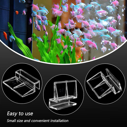 16 PCS 10mm Acrylic Aquarium Cover Clip, Clear Fish Tank Glass Cover Clip Support Holder Universal Lid Clips for Rimless Aquariums...