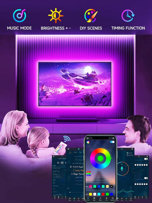 TV Led Lights, 13.1ft TV Led Light Strip,Led Lights for TV Led Backlight for 45-65 inch, RGB Color Changing Led TV Light with Remote, Music Sync B...