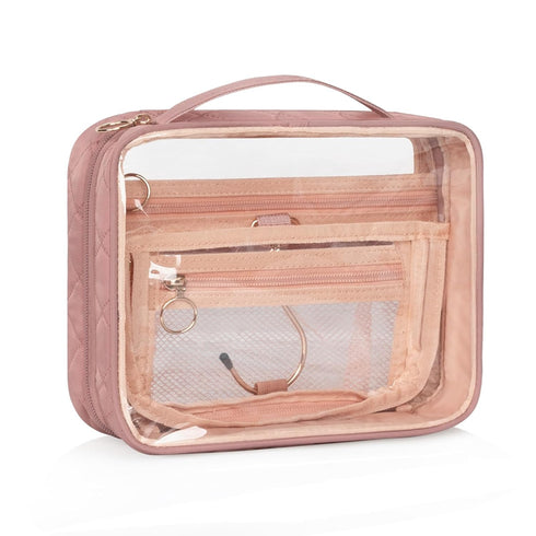 CUBETASTIC Clear Cosmetic Bags, Hanging Toiletry Bag for Travelling, Transparent Makeup Organizer Case, Water-resistant Portable Skncare Storage P...