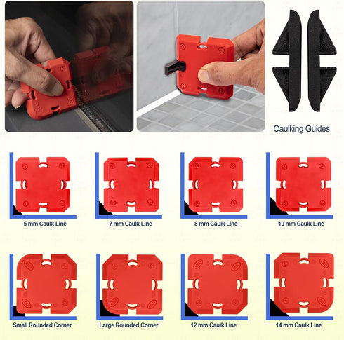 Caulk Application Tool Kit Sealant Finishing Tool Set Silicone Profiling Kit 9 Pcs, Caulk Spreader Silicone Smoother Caulking Edger Tool for Tile ...