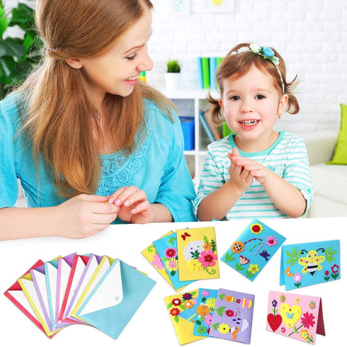 Hicdaw Kids Greeting Card Making Kit, 9Pcs Card Making Kits for Kids Thank You Card Kit DIY Handmade Card Making Supplies Art Crafts Crafty Set Te...