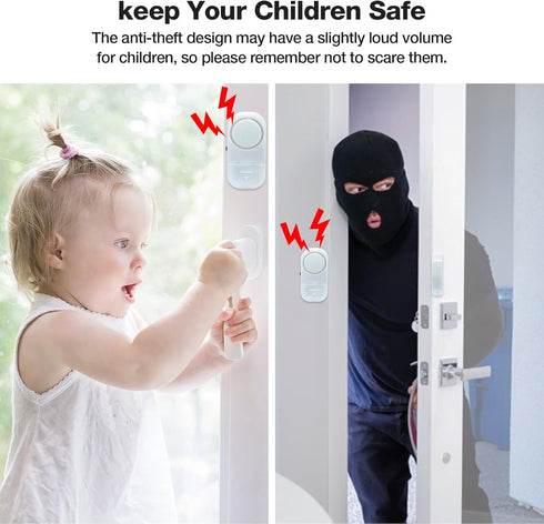 Door Window Alarm, 90DB Door Alarms for Kids Safety, Door Window Burglar Alarm-Window Pool Alarms for Home Security (2 Pack)...