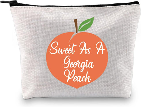 G2TUP Georgian Gift Sweet As A G Peach Makeup Bag Georgia State Pride Cosmetic Bag Peach Lover Gift Georgia Lover Zipper Travel Bag...