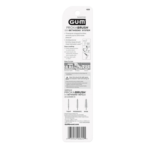 GUM Proxabrush Permanent Handle Refills - Compatible with Go-Betweens Interdental Brushes - Floss Picks for Teeth, Braces, and Implants (6pk)...