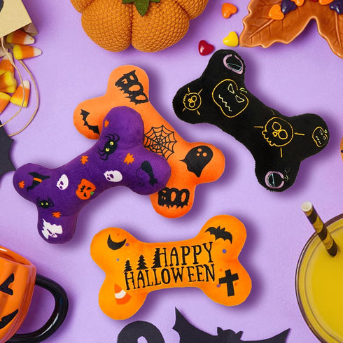 Halloween Dog Toys Plush 4Pack Dog Squeaky Toys Interactive Fetching Dog Toys Stuffed Toy Suitable for Medium and Large Dogs...