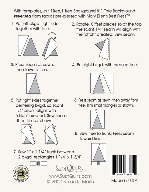 Suzn Quilts Tiny Tree Template Set Notion, Green...