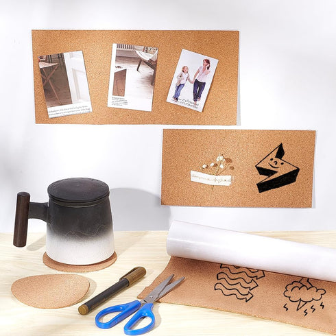 BENECREAT 2mm Thick Adhesive Cork Roll Liner, 12x24 Inch Insulation Cork Roll for Bulletin Board, Coasters, Door Signs and Floor Wall Decors...