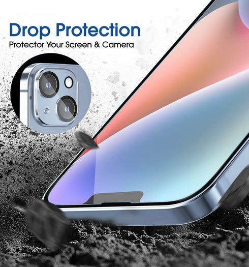 amFiIm 2 pack Tempered Glass Screen Protector + Camera Lens Protector for iPhone 14 6.1", Easy OneTouch Installation, Auto-alignment, Bubble Free ...