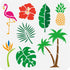 FINGERINSPIRE Tropical Coconut Tree Stencil 11.8x11.8inch Reusable Tropical Leaves Pineapple Flamingo Flower Pattern Template Animal Plant Theme S...