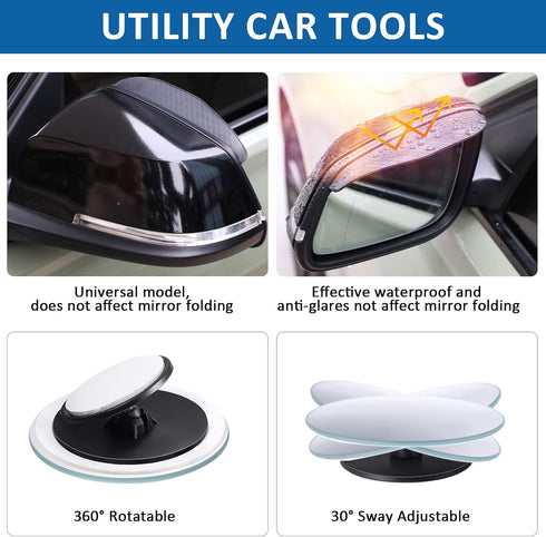 20 Pcs Waterproof Car Mirror Film Set, 12 Pcs Waterproof Mirror Film for Car, 2 Pcs Car Side Mirror Rain Guard, 2 Pcs Blind Spot Mirrors 4 Pcs Scr...