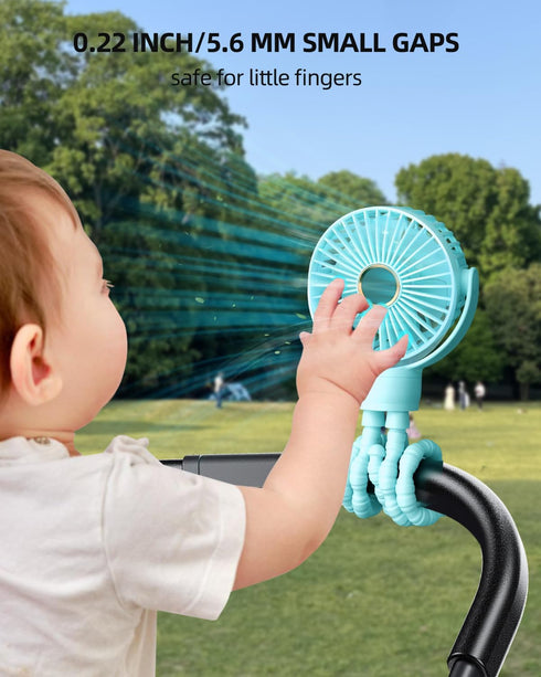 Baby Stroller Fan, Mini Portable Fan Battery Operated, LED Display with 3 Speeds, Small Clip on Fan Desk Fans USB Rechargeable, Personal Handheld ...