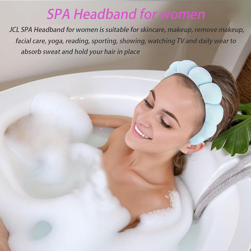 JCL Spa Headband for Washing Face, Terry Cloth Skincare Headband, Puffy Makeup Headband, Sponge Headbands for Women for Washing Face(Blue)...