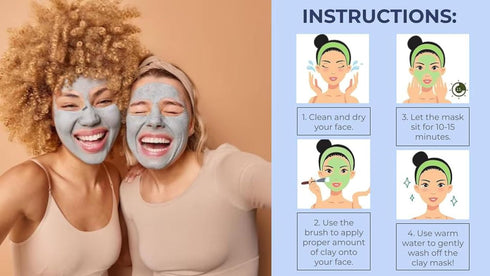 10 Piece Clay Mask Variety Kit for Men & Women Facial and Skin Care, Clay Face Mask Set (Rose, Dead Sea, Green Tea, Aloe Vera, 24K Gold)...