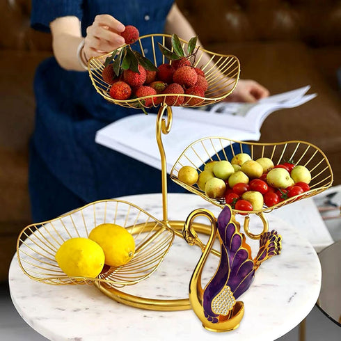 Swan Base Holder with 6pcs Coffee Dessert Dinner Spoon Set, Metal Coffee Spoon Organizer Teaspoon Fruit Dessert Flatware Sugar Ice Cream Spoons (P...