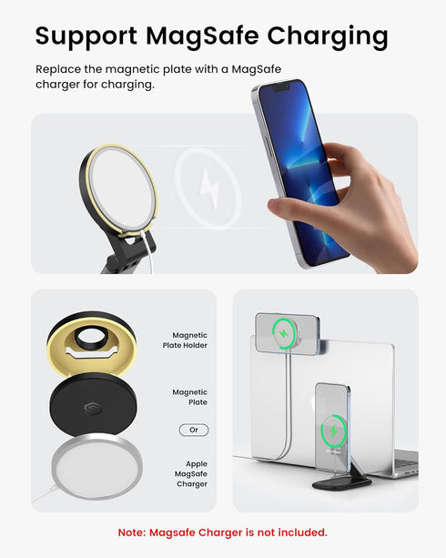 SODI Magnetic Phone Stand Compatible with Mag-Safe iPhone Stand for Desk, Foldable Adjustable Phone Holder Dock, Detachable Continuity Camera Moun...