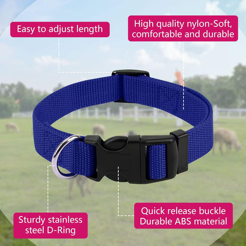 Goat Collars with Bell, 3 Pack Adjustable Sheep Collars with Quick Release Buckle Anti-Loss Bell, Durable Nylon pet Collar for Small Farm Goat Cow...