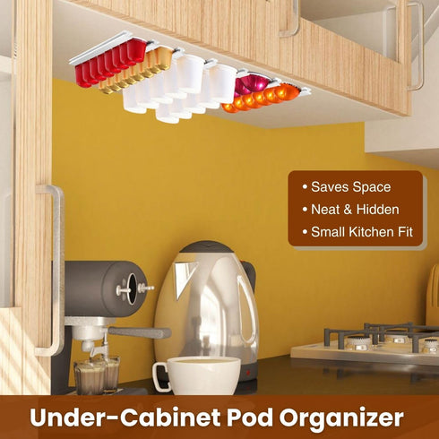 Coffee Pod Holder, K Cup Holders for Counter,10 PCS Coffee Pods Storage/Organizer,Wall Mount Coffee Pod Holder with Adhesives,Under Cabinets-White...