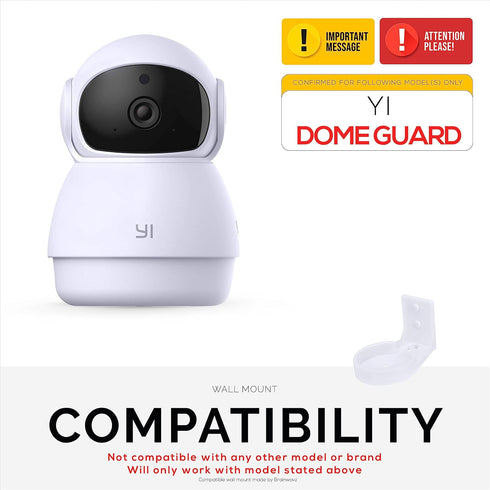 Wall Mount for YI Dome Guard Pet & Baby Indoor Camera, Easy to Install Adhesive Holder Bracket, Reduce Blind Spots & Clutter, Adhesive & Screw-in ...