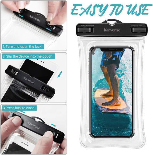Waterproof Phone Pouch/Case Floating, Water Proof Phone Pouch for iPhone & Samsung Galaxy, IPX8 Phone Water Protector Pouch for Travel, Vacation, ...