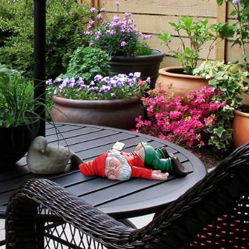 Funny Garden Drunk Gnome Creative Drunken Dwarf Statue Decoration Fairy Garden Accessories for Outdoor Indoor Ornament...