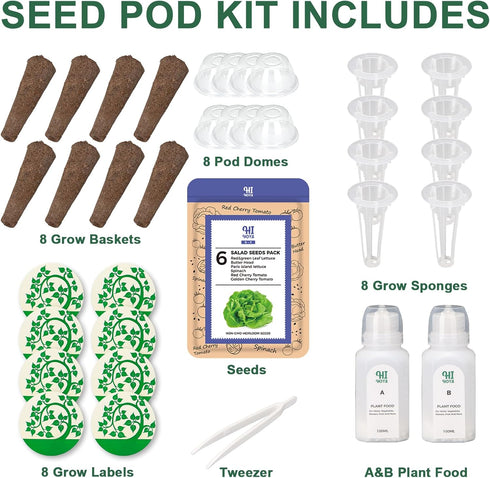 Salad Greens Seed Pod Kit with Lettuce and Tomato, Red and Green Leaf, Butter Head, Spinach for Hydroponic Pods, Grow Anything for Hydroponics Gro...