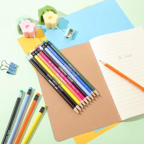 60 Pcs Inspirational Pencils Personalized Pencils with Name Cute Pencils Motivational Pencils for Student Color Changing Mood Pencils for Kids Sch...
