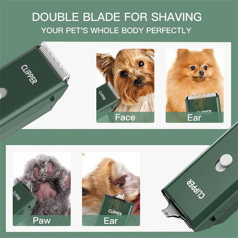 2-in-1 Professional Dog Grooming Kit - Low Noise, Waterproof, USB Rechargeable, and Safe Ceramic Blade - Gift for Dogs and Cats (Green)...