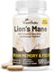 Lions Mane Supplement Capsules - Nootropic Brain Support Supplement, Lions Mane Extract - 120 Vegan Bacopa Monnieri, Gotu Kola, Ginseng Capsules -...
