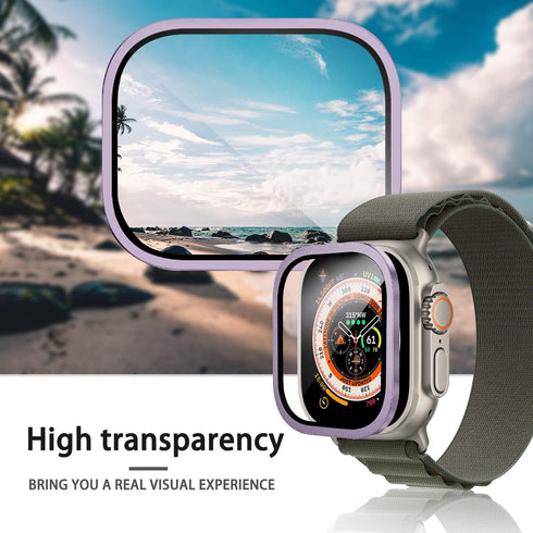 Suoman 2-Pack for Apple Watch Ultra 2 49MM Case/Ultra 49MM Case, Waterproof Ultra-Thin Full Coverage Metal Tempered Glass Screen Protector Cover C...