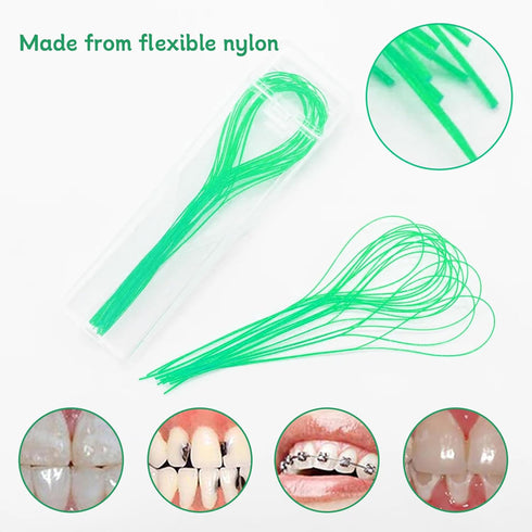70 Count Dental Floss Threaders for Braces, Bridges, and Implants, Orthodontic Floss Needle Threaders, Traction Device for Teeth Correction, Denta...