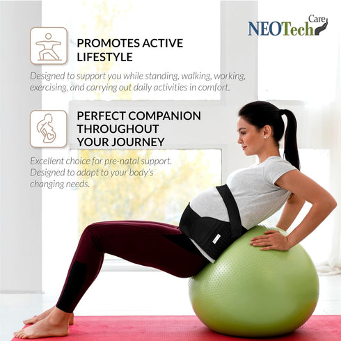 NeoTech Care Pregnancy Support Maternity Belt, Waist/Back/Abdomen Band, Belly Brace (Size M, Black Color)...