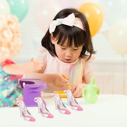 72Pcs Mini Doll Shoes Crystal High Heel Shoe Doll House Princess Decorations (Pink)...