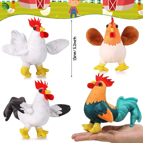 6 Pieces Mini Plush Furry Animal Toys Soft Plush Horse Pig Cattle Rabbit Dog Sheep Hen Doll Stuffed Plush Animals for People Over 3+(Chicken and R...