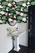 Yasinet Peel and Stick Wallpaper Floral Wallpaper Vintage Dark Green Lotus Flower Contact Paper Removable Self Adhesive Wallpaper for Wall Living ...