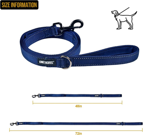 OneTigris Handled No-Pull Dog Walking Leash Long Traffic Leads for Medium to Large Dogs (Blue, 6FT)...