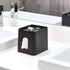 iDesign Facial Tissue Box Cover with Storage Tray, The Cade Collection – 6.1" x 5.15" x 5.4", Matte Black...