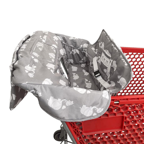 2-in-1 Shopping Cart and High Chair Cover for Baby, Padded Cover, Fold'n Roll Style, Portable with Carry Bag (Gray without Pillow)...