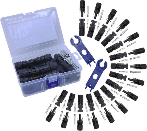 MC-4 Connector Photovoltaic Connectors 5 Pairs (Male/Female) of Solar Connectors, Plus a Complimentary Pair of Wrenches Durable Photovoltaic Cable...