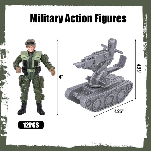 3 otters 13PCS Army Men Toy Set, Military Action Figures with Weapons Special Force Soldiers Riding on Armored Vehicle for Kids Birthday Gift...